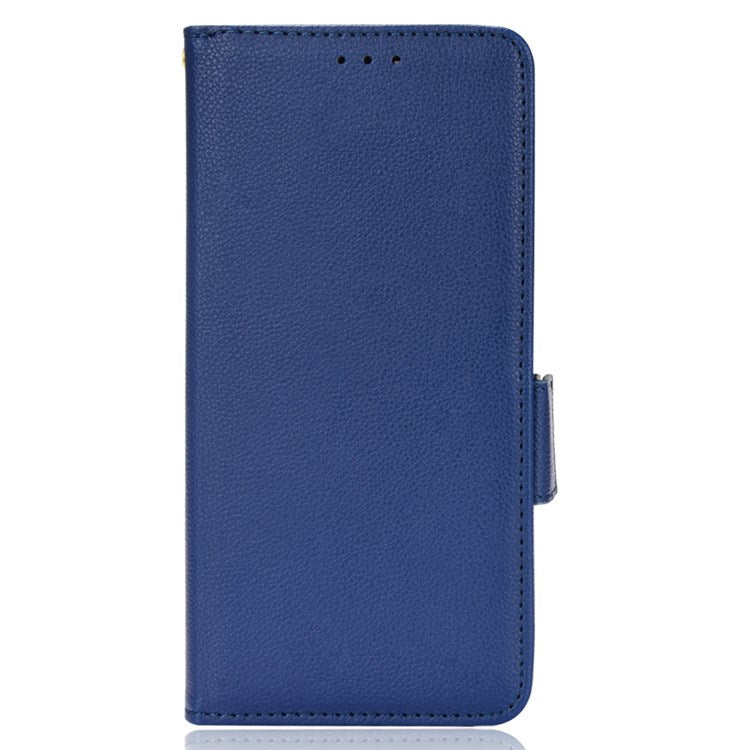 Side Buckle Litchi Texture Leather Phone Case for Motorola Moto G Stylus 5G (2021), Fingerprint-Free Wallet Stand Design PU Leather Protective Case - Dark Blue