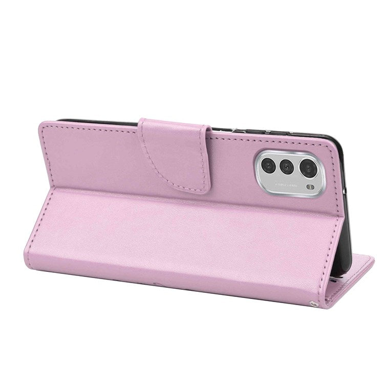 Butterfly Flower Imprinting Wallet Leather Case for Motorola Moto E32, Phone Shell Accessory with Stand - Light Purple