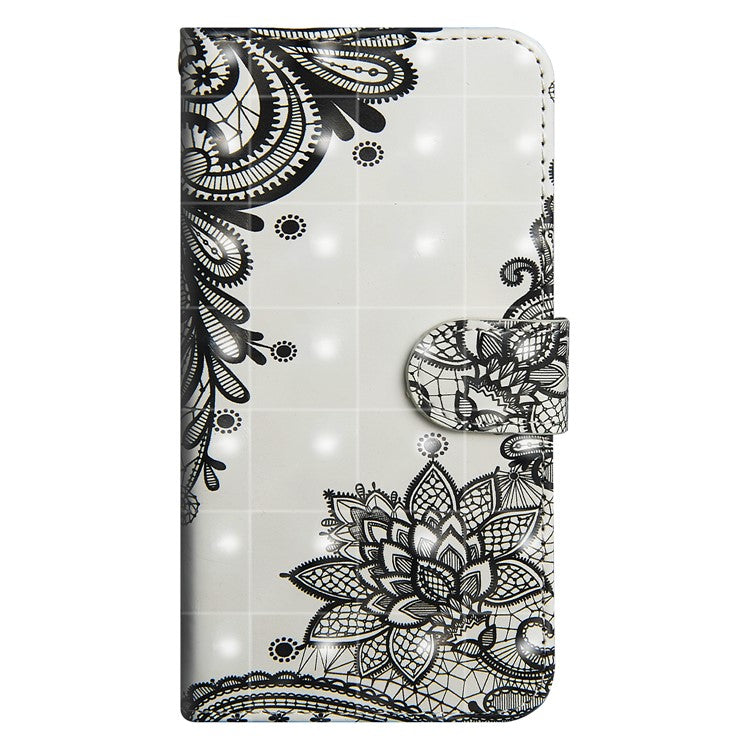 Patterned Wallet Stand Leather Phone Cover for Xiaomi Redmi 6A (Single 12MP Rear Camera) - Lace Flower