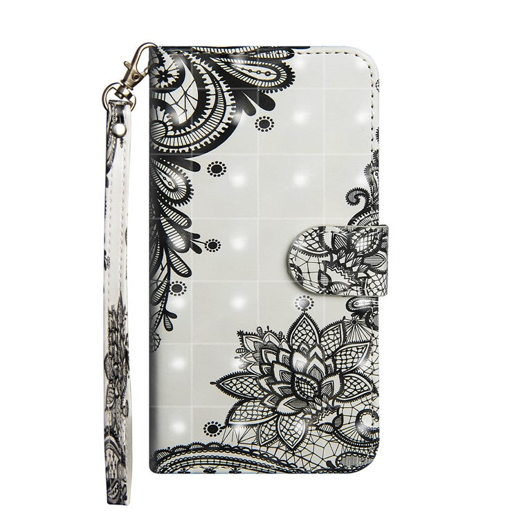 Patterned Wallet Stand Leather Phone Cover for Xiaomi Redmi 6A (Single 12MP Rear Camera) - Lace Flower