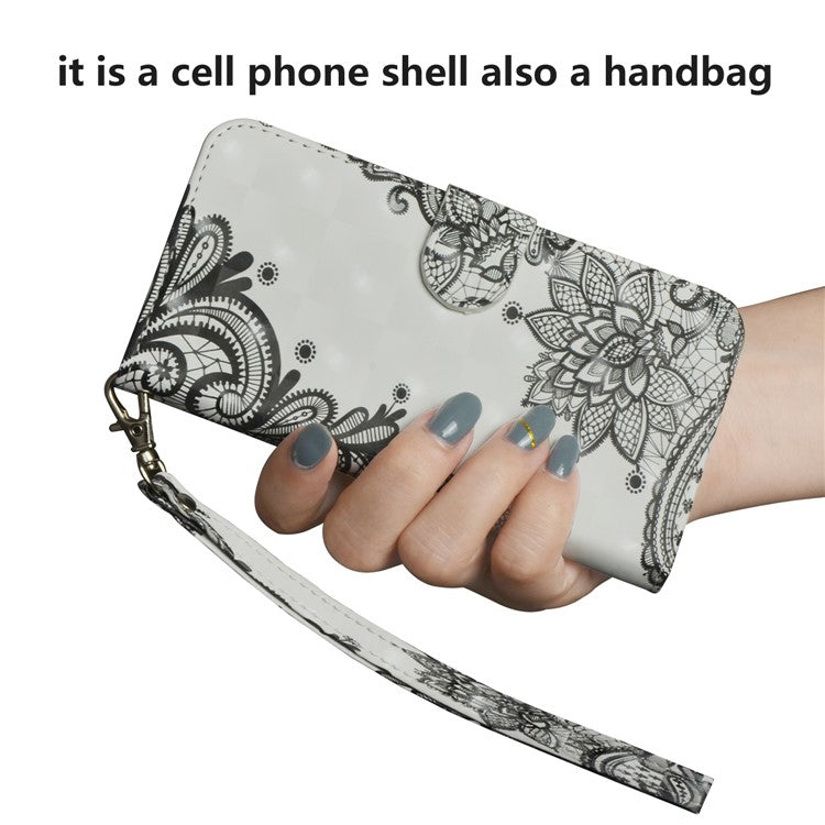 Patterned Wallet Stand Leather Phone Cover for Xiaomi Redmi 6A (Single 12MP Rear Camera) - Lace Flower