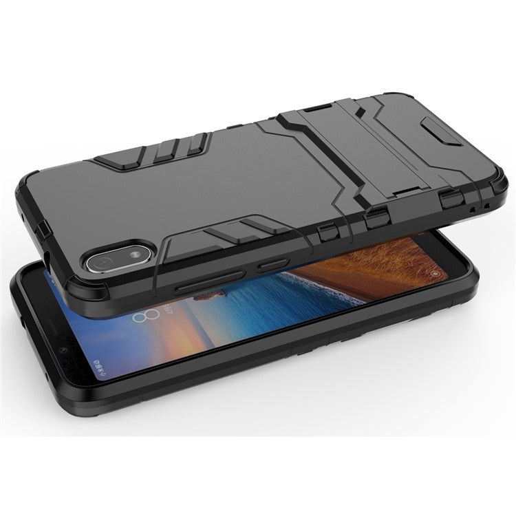 Plastic + TPU Hybrid Phone Shell with Kickstand for Xiaomi Redmi 7A - Black