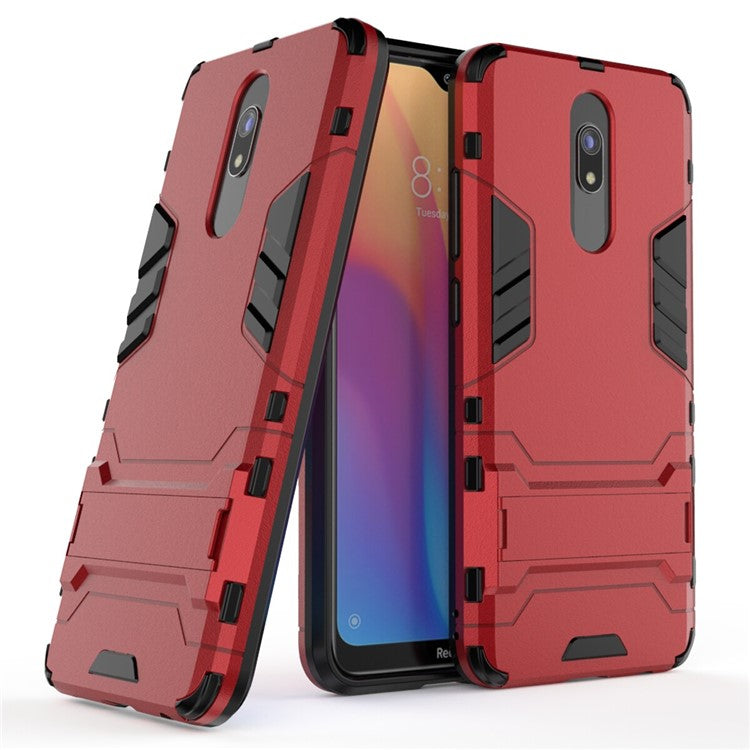 2-in-1 Plastic + TPU Phone Shell with Kickstand for Xiaomi Redmi 8A - Red