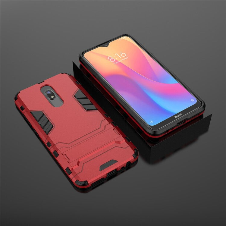 2-in-1 Plastic + TPU Phone Shell with Kickstand for Xiaomi Redmi 8A - Red
