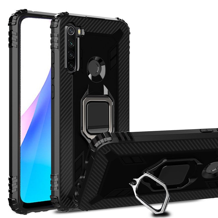 Finger Ring Kickstand Shockproof TPU Protective Phone Case for Xiaomi Redmi Note 8T - Black