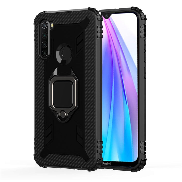 Finger Ring Kickstand Shockproof TPU Protective Phone Case for Xiaomi Redmi Note 8T - Black