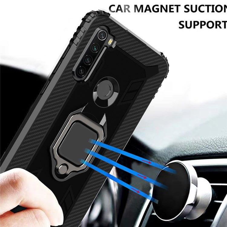 Finger Ring Kickstand Shockproof TPU Protective Phone Case for Xiaomi Redmi Note 8T - Black