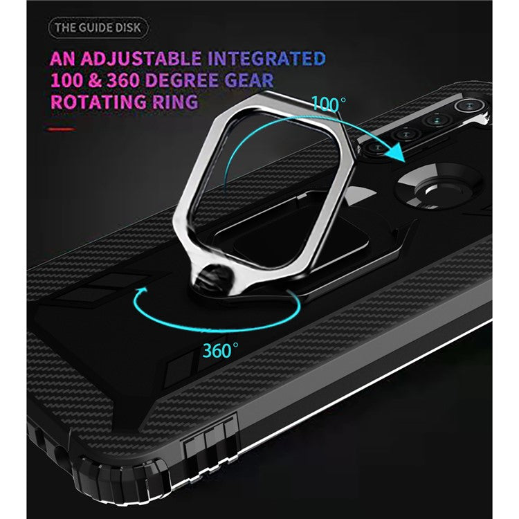 Finger Ring Kickstand Shockproof TPU Protective Phone Case for Xiaomi Redmi Note 8T - Black