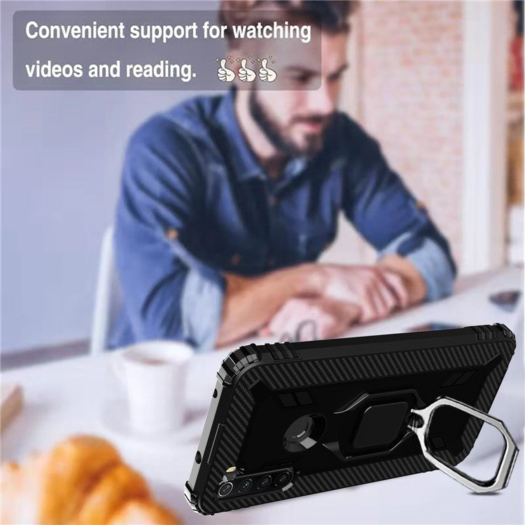 Finger Ring Kickstand Shockproof TPU Protective Phone Case for Xiaomi Redmi Note 8T - Black