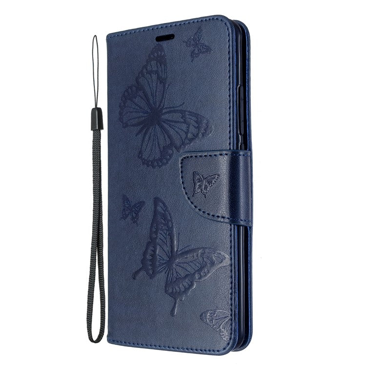 Imprint Butterfly Magnetic Leather Stand Case for Xiaomi Mi CC9 Pro / Mi Note 10 / Mi Note 10 Pro - Blue
