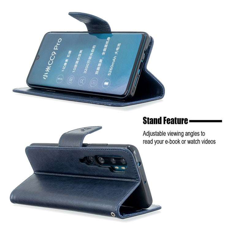 Imprint Butterfly Magnetic Leather Stand Case for Xiaomi Mi CC9 Pro / Mi Note 10 / Mi Note 10 Pro - Blue