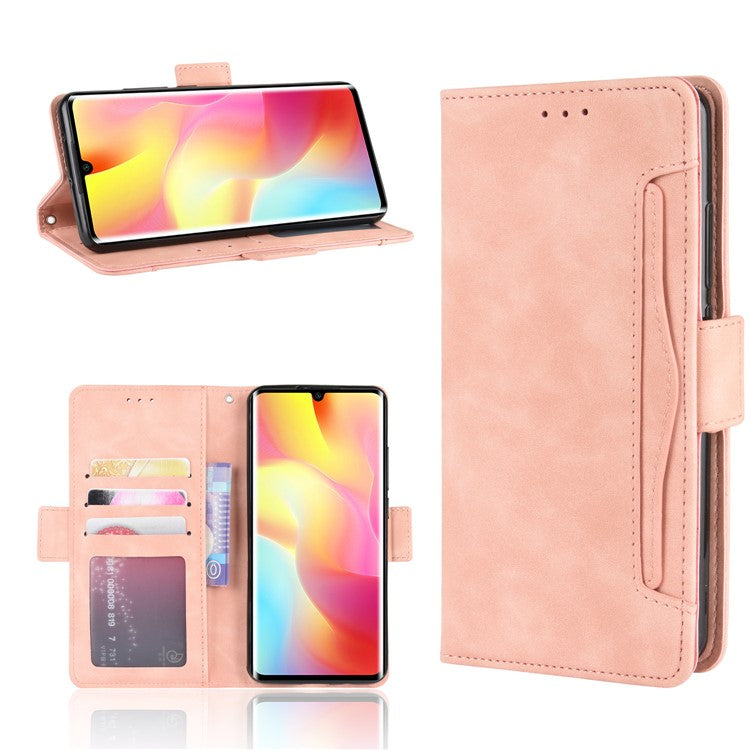 With Stand PU Leather Cover for Xiaomi Mi Note 10 Lite - Pink
