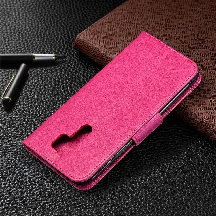 Imprint Butterflies Wallet Stand Flip Leather Phone Shell for Xiaomi Redmi 9 - Rose