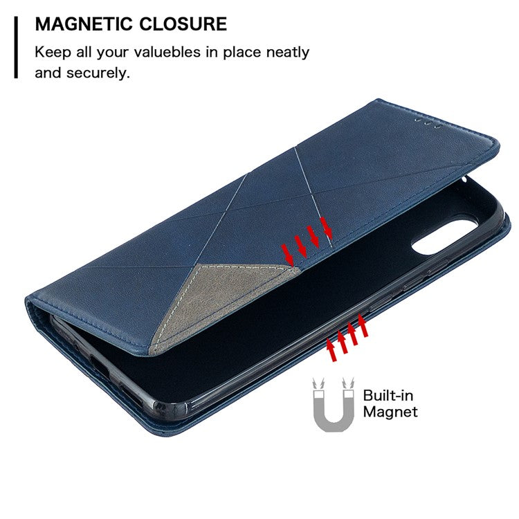 Geometric Pattern Leather with Card Slots Shell for Xiaomi Redmi 9A - Blue
