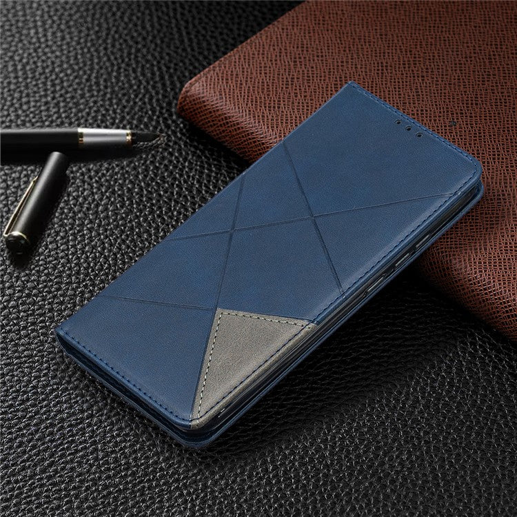 Geometric Pattern Leather with Card Slots Shell for Xiaomi Redmi 9A - Blue