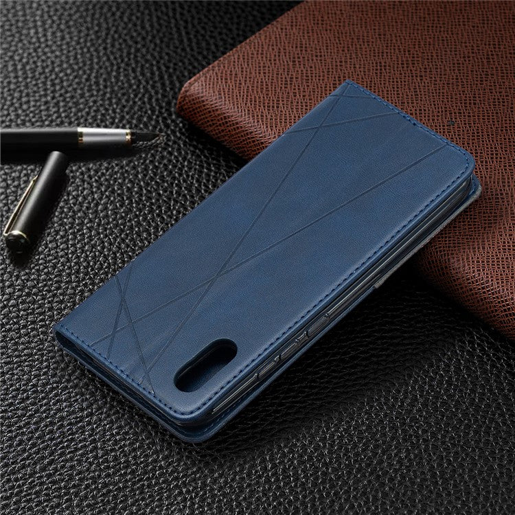 Geometric Pattern Leather with Card Slots Shell for Xiaomi Redmi 9A - Blue