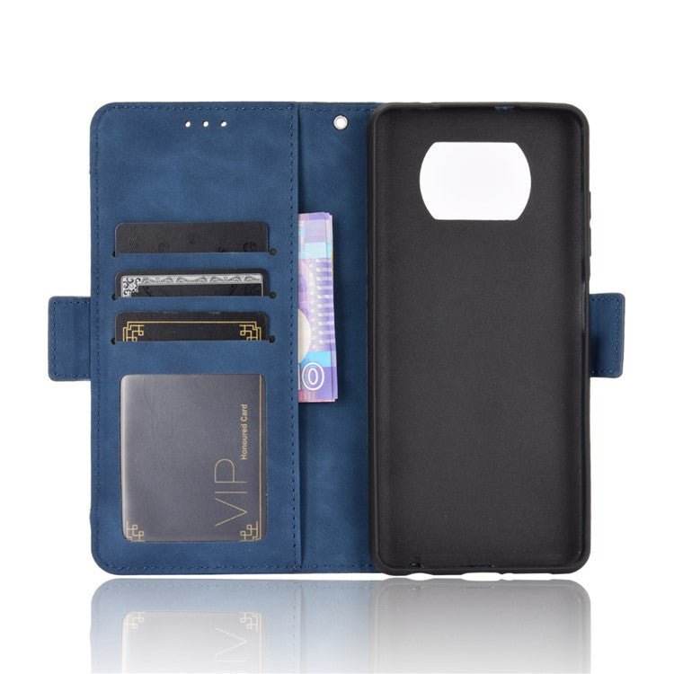 Wallet Stand Flip Leather Protective Case for Xiaomi Poco X3/Poco X3 NFC with A Separated Card Pocket Design - Blue
