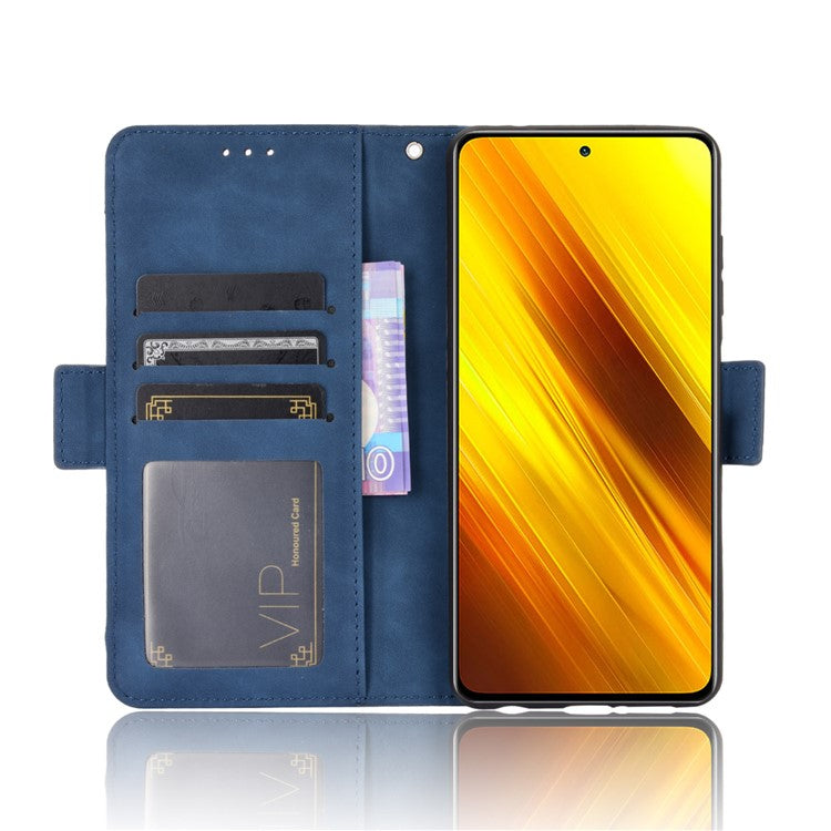 Wallet Stand Flip Leather Protective Case for Xiaomi Poco X3/Poco X3 NFC with A Separated Card Pocket Design - Blue