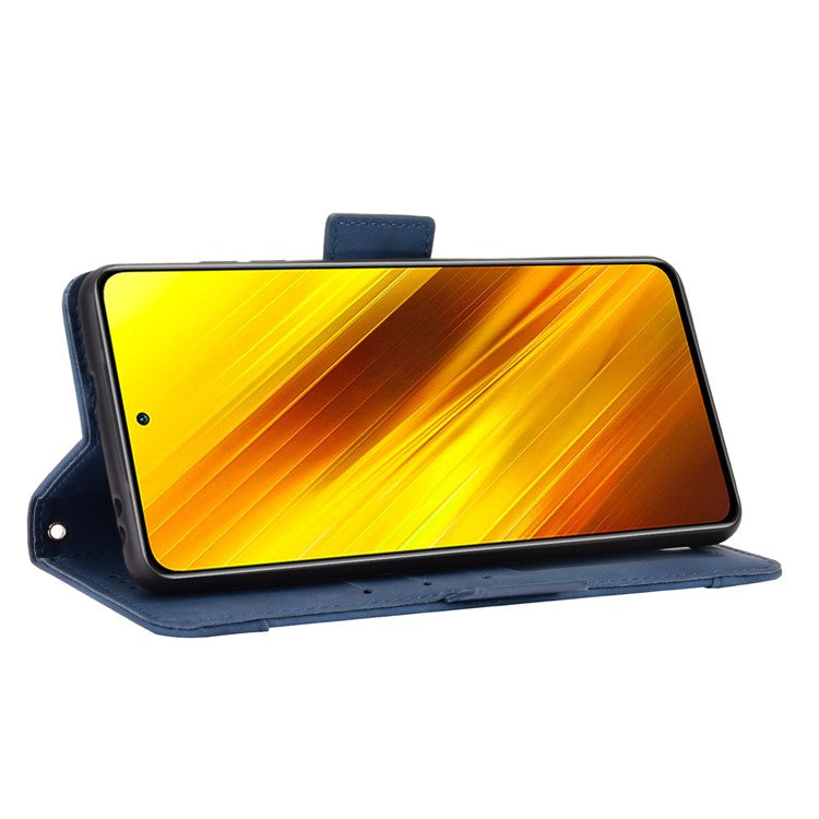 Wallet Stand Flip Leather Protective Case for Xiaomi Poco X3/Poco X3 NFC with A Separated Card Pocket Design - Blue