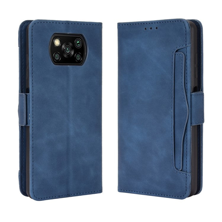 Wallet Stand Flip Leather Protective Case for Xiaomi Poco X3/Poco X3 NFC with A Separated Card Pocket Design - Blue