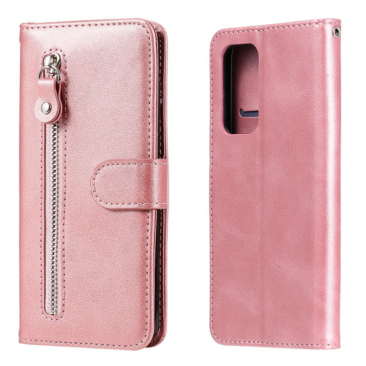 Zipper Pocket Leather Wallet Stand Case for Xiaomi Mi 10T 5G / Mi 10T Pro 5G / Redmi K30S - Rose Gold