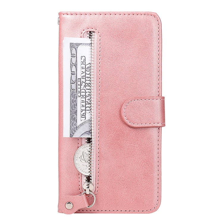 Zipper Pocket Leather Wallet Stand Case for Xiaomi Mi 10T 5G / Mi 10T Pro 5G / Redmi K30S - Rose Gold