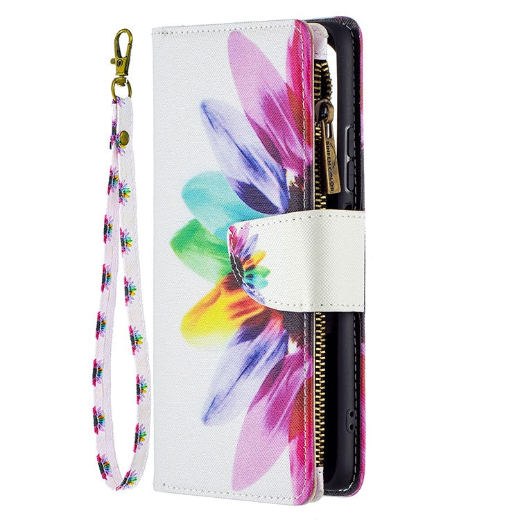 Zipper Wallet Pattern Printing Leather Phone Cover for Xiaomi Mi 11i / Poco F3 / Redmi K40 Pro / Redmi K40 / Redmi K40 Pro+ - Colorful Flower