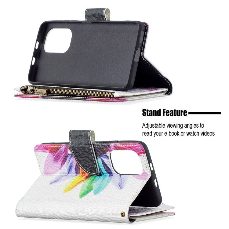 Zipper Wallet Pattern Printing Leather Phone Cover for Xiaomi Mi 11i / Poco F3 / Redmi K40 Pro / Redmi K40 / Redmi K40 Pro+ - Colorful Flower