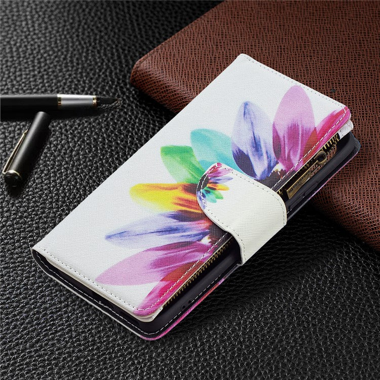 Zipper Wallet Pattern Printing Leather Phone Cover for Xiaomi Mi 11i / Poco F3 / Redmi K40 Pro / Redmi K40 / Redmi K40 Pro+ - Colorful Flower