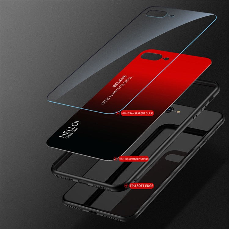 Well-Protected Color Gradient Design Tempered Glass Anti-Scratch Cell Phone Back Case for Xiaomi Redmi Note 10 5G/Poco M3 Pro 4G/Poco M3 Pro 5G - Rose/Blue