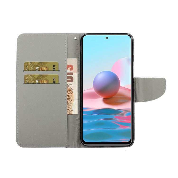 Pattern Printing Flip Leather Wallet Phone Shell Stand Case for Xiaomi Poco M5s 4G / Redmi Note 10 4G / Note 10S 4G - Panda and Bamboo