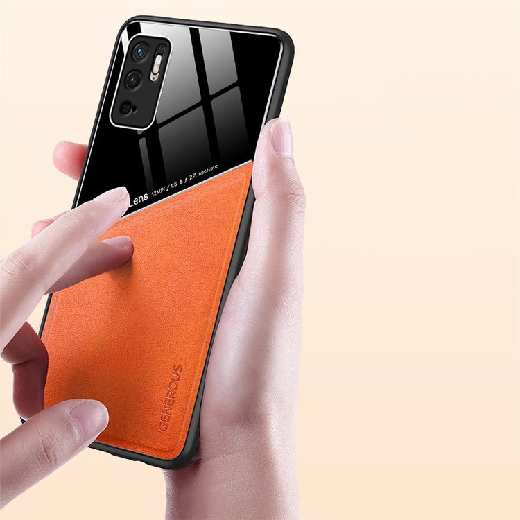 Precise Cut-Out Cover Textured Leather Coated Hybrid Case with Magnetic Metal Sheet Design for Xiaomi Redmi Note 10 5G/Poco M3 Pro 4G/Poco M3 Pro 5G - Blue