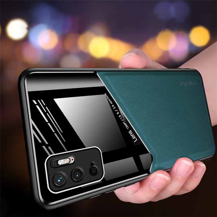Precise Cut-Out Cover Textured Leather Coated Hybrid Case with Magnetic Metal Sheet Design for Xiaomi Redmi Note 10 5G/Poco M3 Pro 4G/Poco M3 Pro 5G - Blue