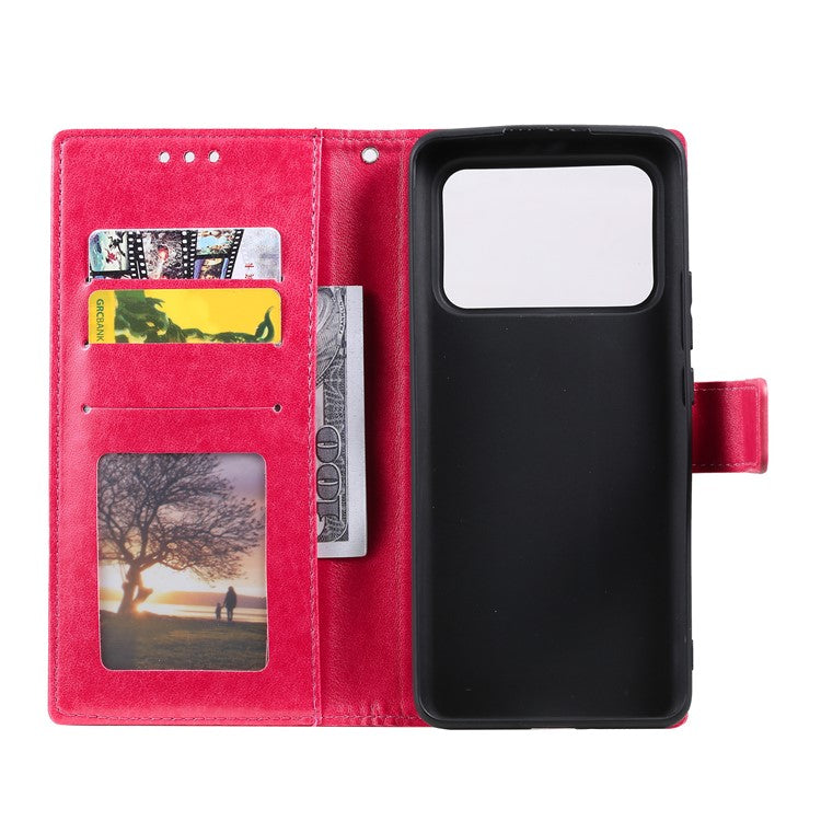 Imprinted Mandala Pattern PU Leather Wallet Stand Case with Strap for Xiaomi Mi 11 Ultra - Red