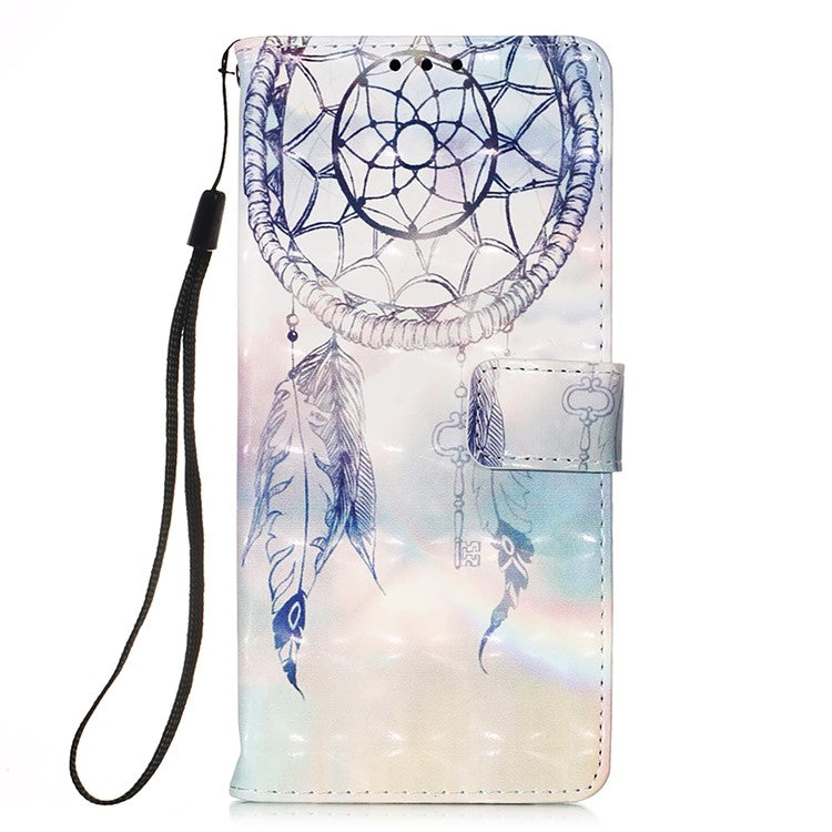 3D Pattern Printing Stand Wallet Design Phone Cover Shell with Strap for Xiaomi Redmi Note 11 4G (MediaTek)/10 4G (2021)/10 2022 4G/10 Prime - Dreamy Wind Chime