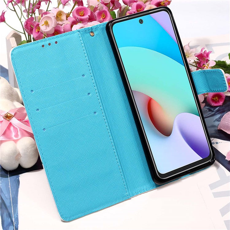 3D Pattern Printing Stand Wallet Design Phone Cover Shell with Strap for Xiaomi Redmi Note 11 4G (MediaTek)/10 4G (2021)/10 2022 4G/10 Prime - Dreamy Wind Chime
