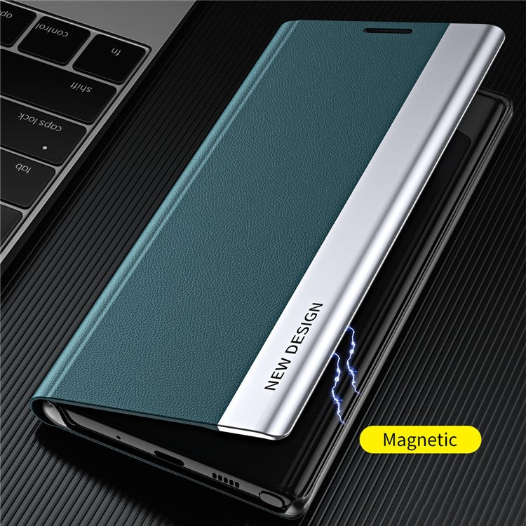 Auto Absorption Folio Flip Electroplated Leather Stand Phone Case Shell for Xiaomi 11T / 11T Pro - Green