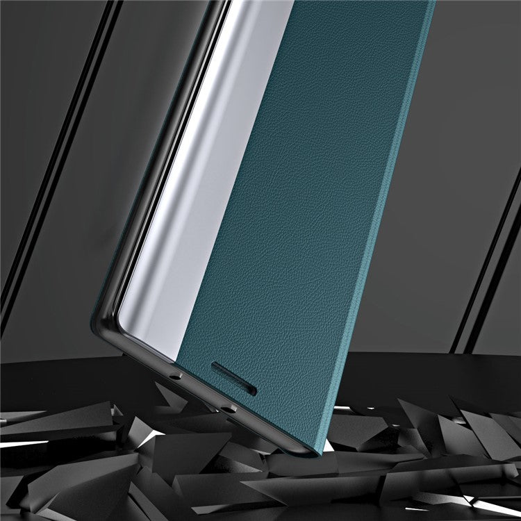 Auto Absorption Folio Flip Electroplated Leather Stand Phone Case Shell for Xiaomi 11T / 11T Pro - Green