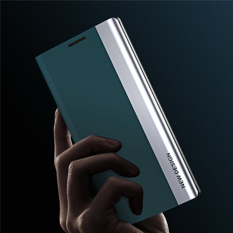 Auto Absorption Folio Flip Electroplated Leather Stand Phone Case Shell for Xiaomi 11T / 11T Pro - Green