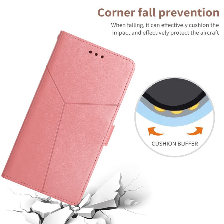 Y-shaped Line Imprinting Shock-absorbed PU Leather Phone Wallet Shell Stand Cover for Xiaomi Redmi Note 10 5G / Redmi Note 10T 5G / Poco M3 Pro 4G / Poco M3 Pro 5G - Pink