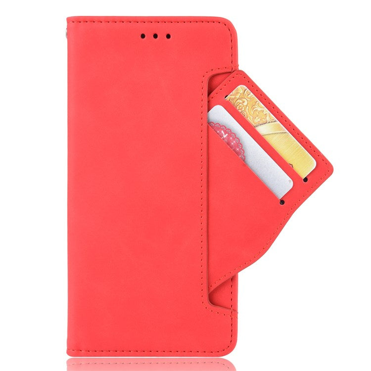 For Xiaomi Poco X4 Pro 5G Magnetic Flip Leather Wallet Case Card Slots Stand Book Shockproof TPU Inner Shell - Red