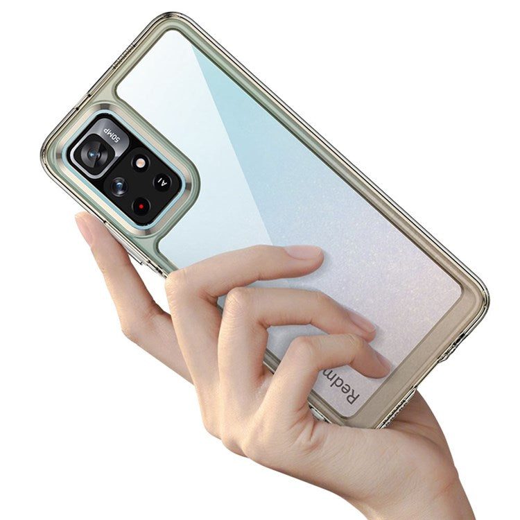 For Xiaomi Redmi Note 11 5G (China) (MediaTek)/Note 11S 5G/Note 11T 5G TPU+Acrylic Clear Phone Case with Independent PC Buttons - Transparent Grey