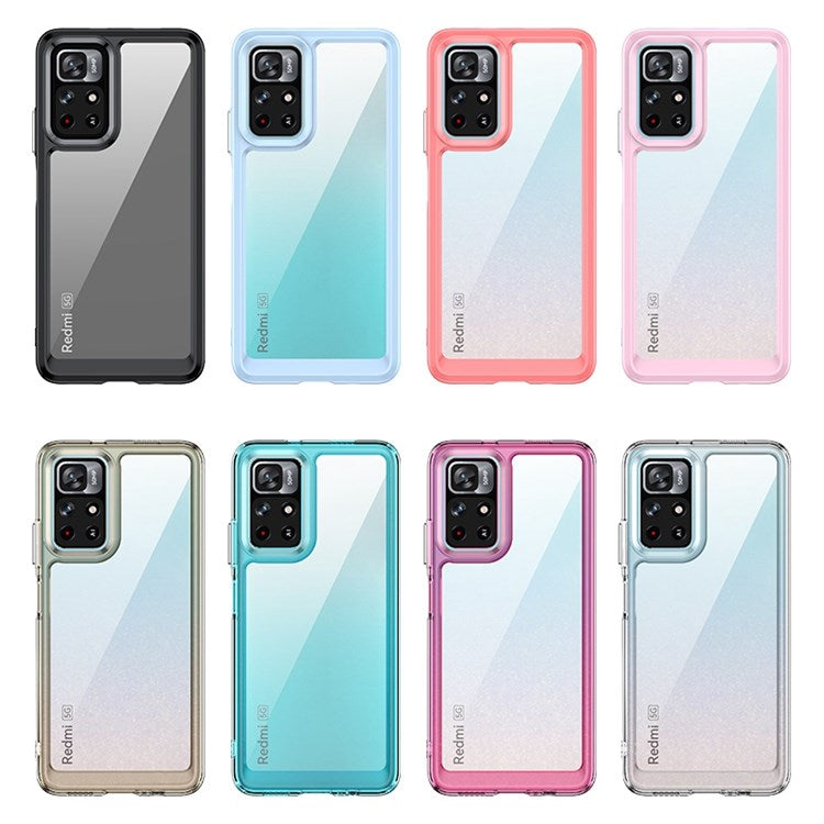 For Xiaomi Redmi Note 11 5G (China) (MediaTek)/Note 11S 5G/Note 11T 5G TPU+Acrylic Clear Phone Case with Independent PC Buttons - Transparent Grey