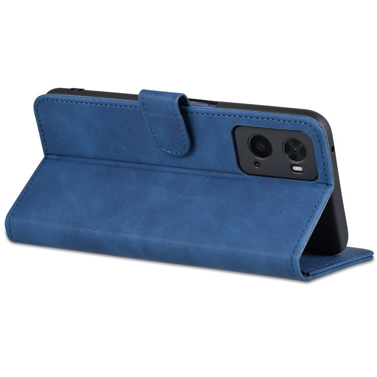 AZNS for Oppo A36 4G/A76 4G PU Leather Folio Case Stand Wallet Magnetic Flip Cover TPU Interior Shell - Blue