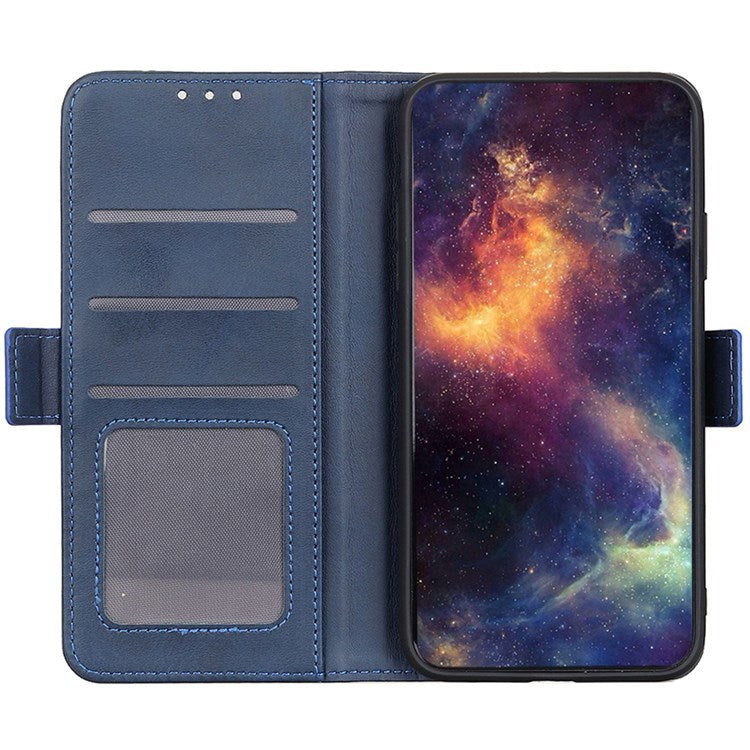 Anti-fall PU Leather Wallet Case for Oppo Reno8 Pro 5G (Global Version) / Reno8 Pro+ (China) 5G, Foldable Stand Magnetic Closure Phone Cover - Blue