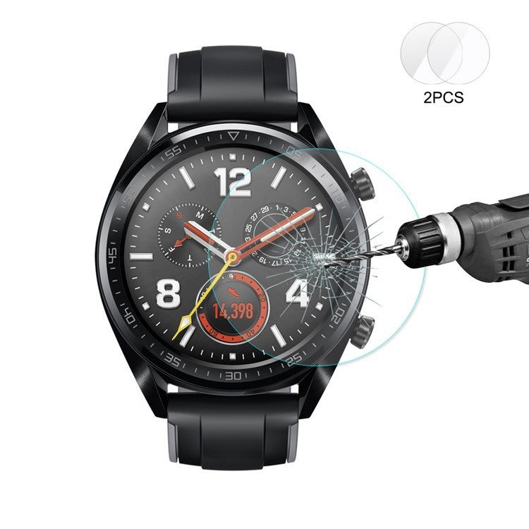 2PCS HAT PRINCE for Huawei Watch GT / GT Active / Elegant Tempered Glass Screen Protector Film 0.2mm 9H 2.15D Arc Edge