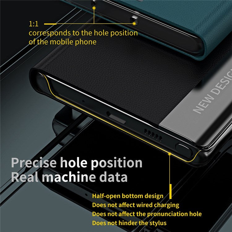 For iPhone 14 6.1 inch Electroplating PU Leather Stand Case Full Coverage Phone Cover - Sapphire