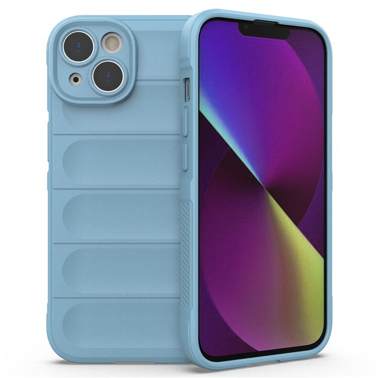 For iPhone 14 6.1 inch Soft TPU Case Rugged Back Shock Absorption Mobile Phone Protector Cover - Baby Blue