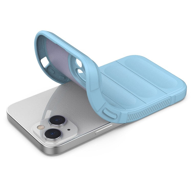 For iPhone 14 6.1 inch Soft TPU Case Rugged Back Shock Absorption Mobile Phone Protector Cover - Baby Blue