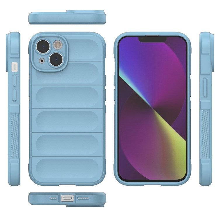 For iPhone 14 6.1 inch Soft TPU Case Rugged Back Shock Absorption Mobile Phone Protector Cover - Baby Blue